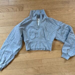 ALO Gray Cropped Sweatshirt with Long Sleeves